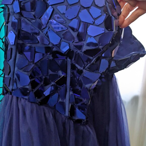 Royal Blue Shatter Effect Corset Gown - Picture 4 of 6